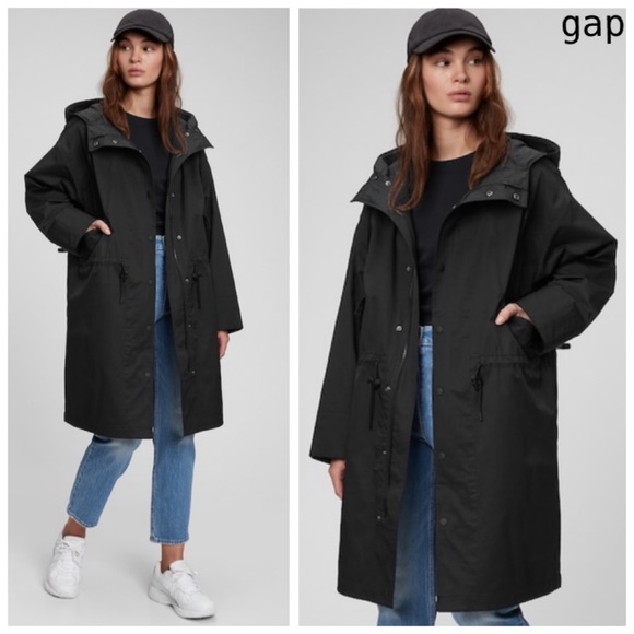 GAP Jackets & Blazers - GAP Trench Coat M Oversized (Anorak Parka) Jacket Hood Black Medium NWT’S-$140